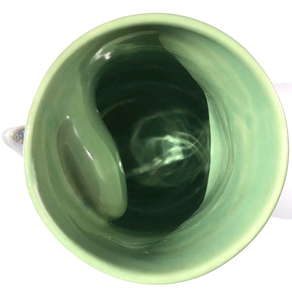 Left Handed Mug Neher Signed Pottery Green Blue Drip Glossy Glaze 2017 Tall Cup - Picture 13 of 15